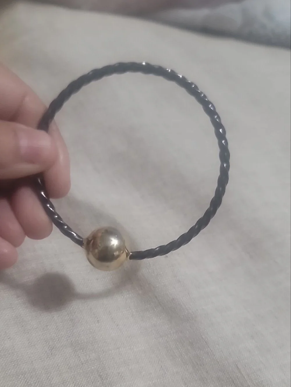 Gold Accent Black Cord Women's Bracelet Metal